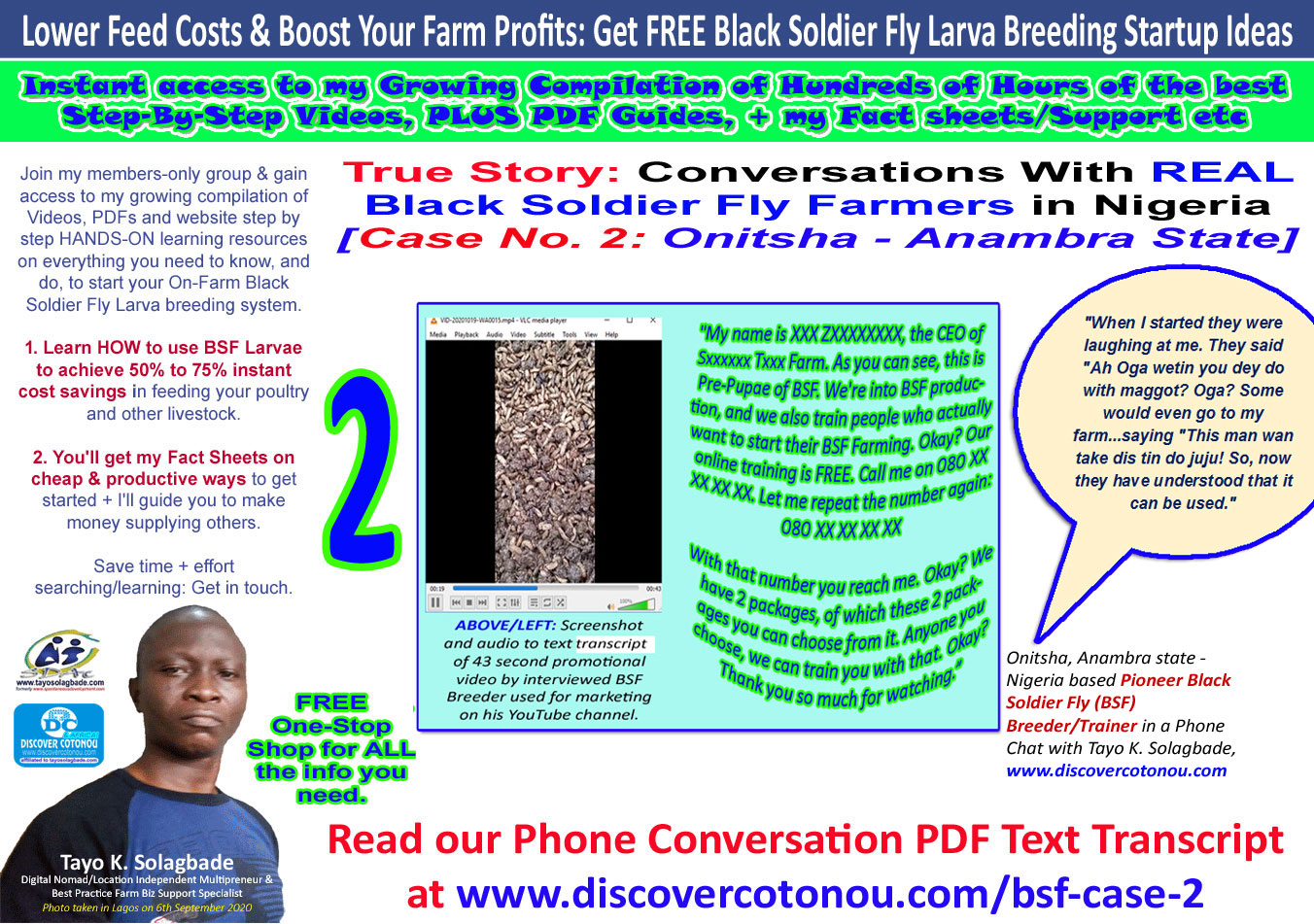 “When I started they were laughing at me.” | True Story: Conversations With REAL Black Soldier Fly Farmers in Nigeria [Case No. 2: Onitsha – Anambra State] – Download PDF Audio to Text Transcript