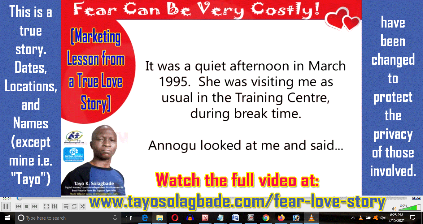 Fear Can Be Very Costly! [Learn This Important Life/Marketing Lesson from a True Love Story]