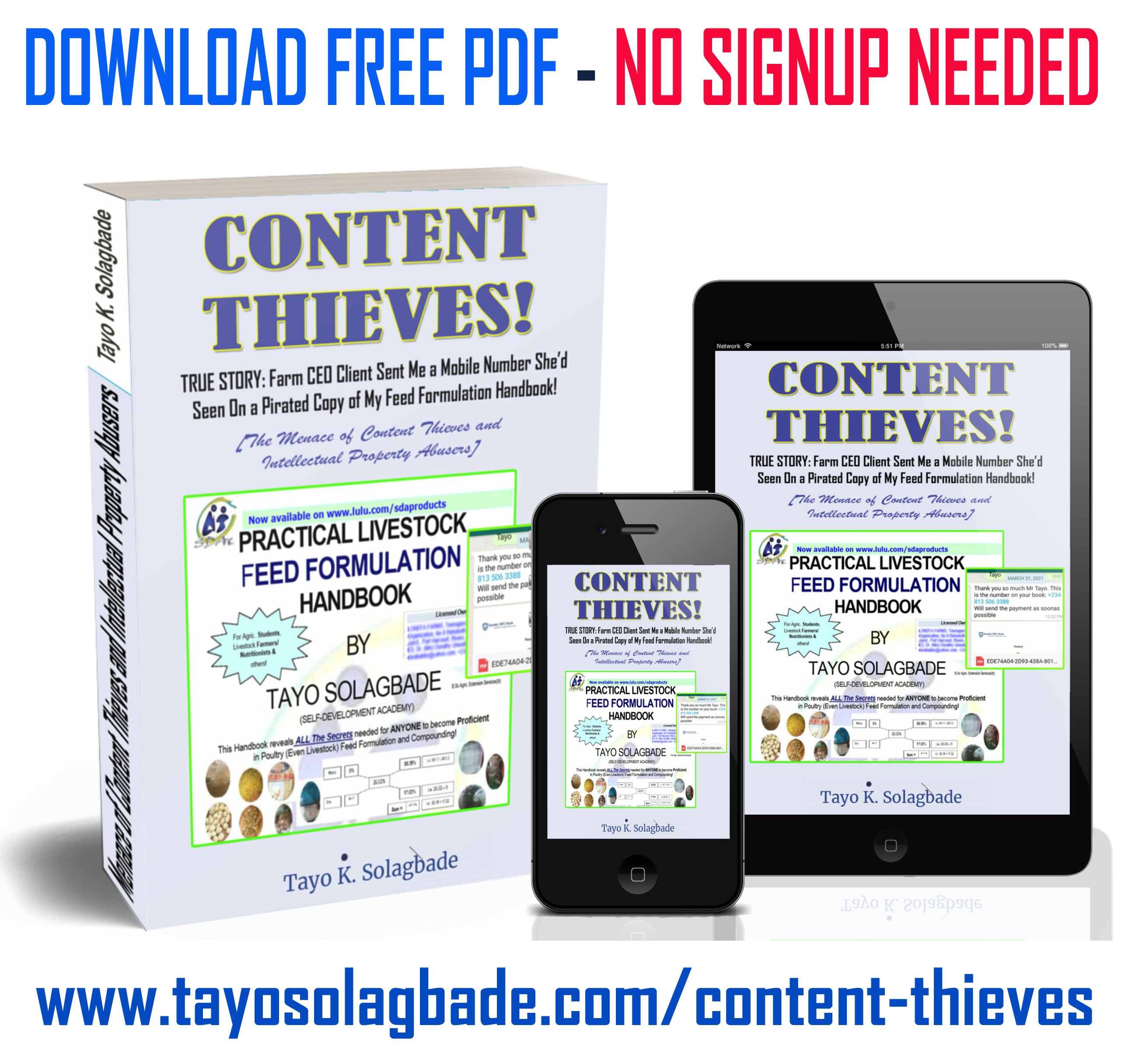 TRUE STORY: Farm CEO Client Sent Me a Mobile Number She’d Seen On a Pirated Copy of My Feed Formulation Handbook! [The Menace of Content Thieves and Intellectual Property Abusers]