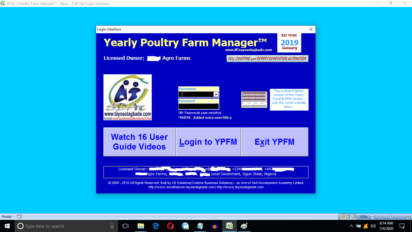 [VIDEO] Work-In-Progress Yearly Poultry Farm Manager Excel-VB Software | An Advanced/Superior Alternative to the Monthly PFM “Basic” Edition