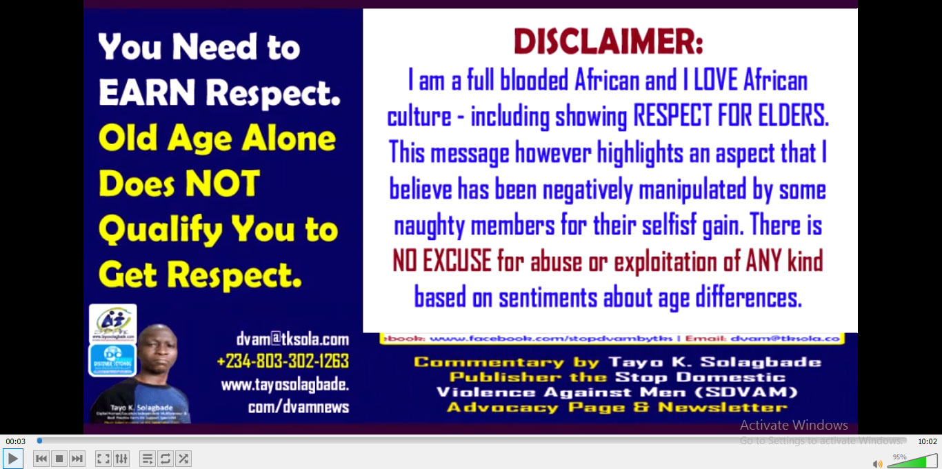 [DVAM] You Need to EARN Respect. Old Age Alone Does NOT Qualify You to Get Respect | HARD TRUTHS!