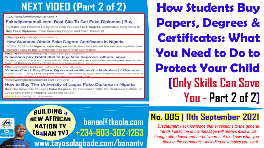 How Students Buy Papers, Degrees & Certificates: What You Need to Do to Protect Your Child [Only Skills Can Save You – Part 2 of 2]