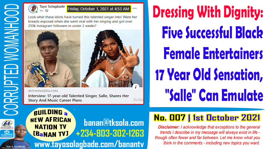 Dressing With Dignity:  Five Successful Black Female Entertainers  17 Year Old Singing Sensation – Salle – Can Emulate
