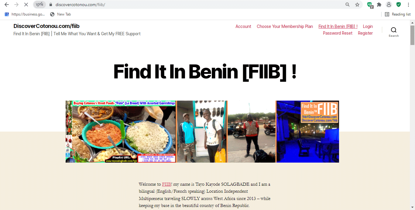 Find It In Benin [FIIB]: Register at www.discovercotonou.com/fiib | FREE Member Support