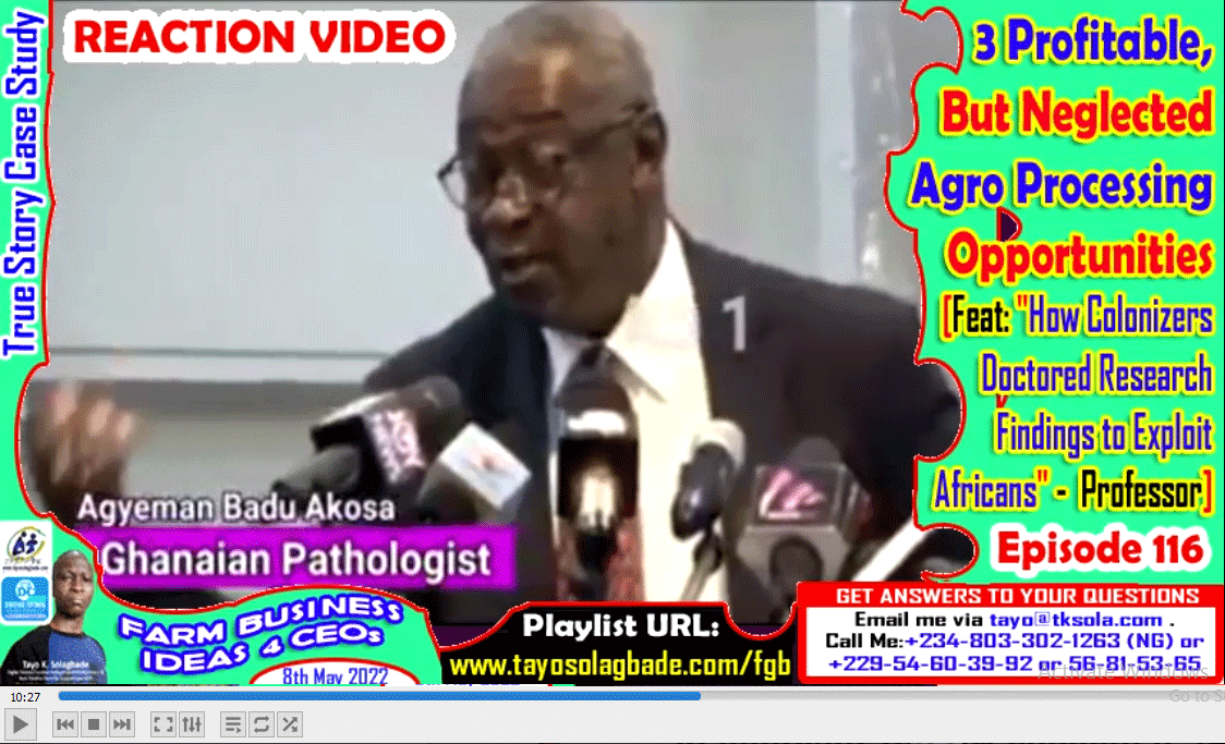 How Colonizers Doctored Research to Exploit Africans – Ghanaian Professor of Pathology [Featuring: 3 Profitable Agro Processing Biz Ideas]