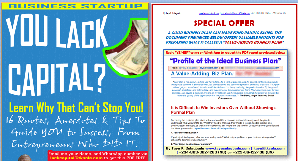 YOU LACK CAPITAL? Learn Why That Can’t Stop You! Quotes, Anecdotes & Biz Plan Support to Help You