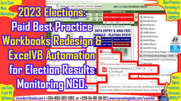 2023 Elections: Watch Best Practice Workbooks Redesign & ExcelVB Automation for Votes Monitoring NGO