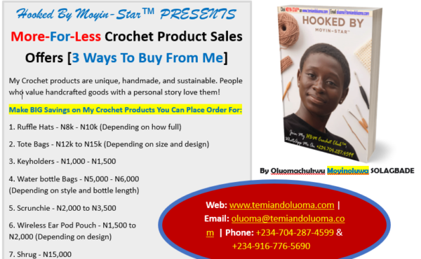 Make BIG Savings on My Crochet Products You Can Place Order For [3 Ways To Buy From Me]