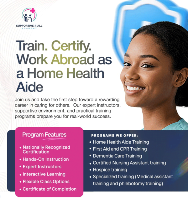 Train. Certify. Work Abroad As A Home Health Aide